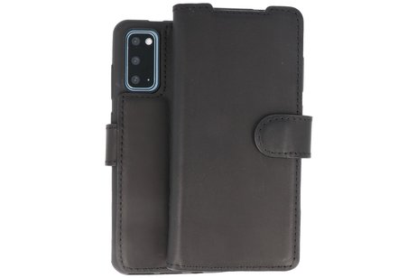BAOHU BAOHU Handmade Leer Telefoonhoesje - Wallet Case - Portemonnee Hoesje - Geschikt voor Samsung Galaxy S20 - Zwart