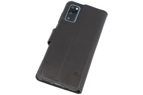 BAOHU Handmade Leer Telefoonhoesje - Wallet Case - Portemonnee Hoesje voor Samsung Galaxy S20 - Zwart