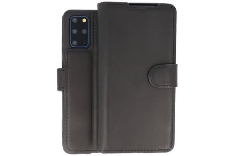 BAOHU Handmade Leer Telefoonhoesje - Wallet Case - Portemonnee Hoesje voor Samsung Galaxy S20 Plus - Zwart