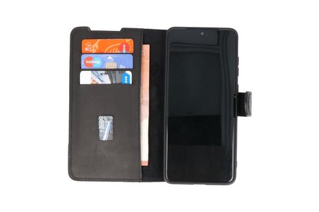 BAOHU Handmade Leer Telefoonhoesje - Wallet Case - Portemonnee Hoesje voor Samsung Galaxy S20 Plus - Zwart