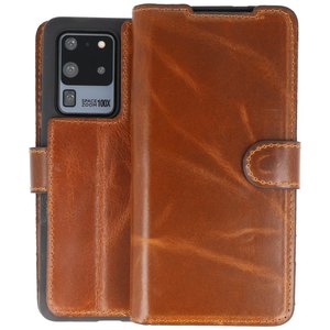 BAOHU Handmade Leer Telefoonhoesje - Wallet Case - Portemonnee Hoesje voor Samsung Galaxy S20 Ultra - Bruin