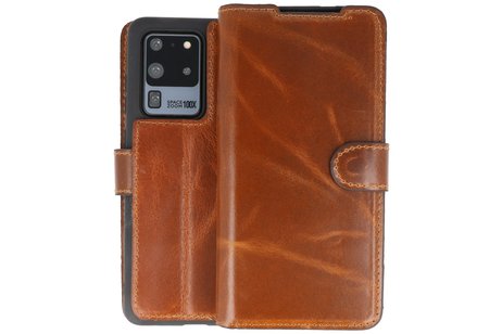 BAOHU Handmade Leer Telefoonhoesje - Wallet Case - Portemonnee Hoesje voor Samsung Galaxy S20 Ultra - Bruin