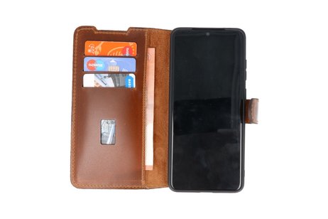 BAOHU Handmade Leer Telefoonhoesje - Wallet Case - Portemonnee Hoesje voor Samsung Galaxy S20 Ultra - Bruin