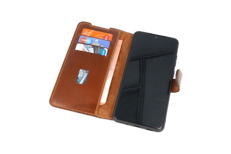 BAOHU Handmade Leer Telefoonhoesje - Wallet Case - Portemonnee Hoesje voor Samsung Galaxy S20 Ultra - Bruin