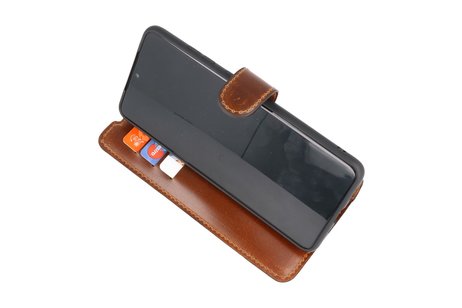 BAOHU Handmade Leer Telefoonhoesje - Wallet Case - Portemonnee Hoesje voor Samsung Galaxy S20 Ultra - Bruin