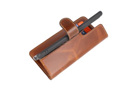 BAOHU BAOHU Handmade Leer Telefoonhoesje - Wallet Case - Portemonnee Hoesje - Geschikt voor Samsung Galaxy S20 Ultra - Bruin