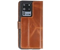BAOHU BAOHU Handmade Leer Telefoonhoesje - Wallet Case - Portemonnee Hoesje - Geschikt voor Samsung Galaxy S20 Ultra - Bruin