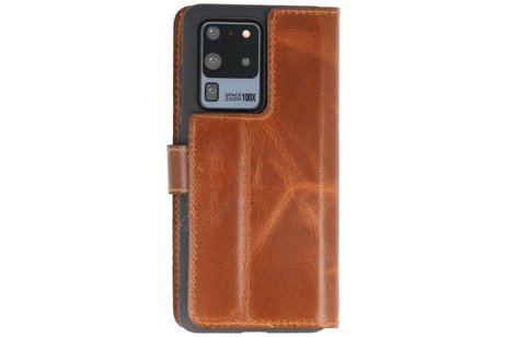 BAOHU Handmade Leer Telefoonhoesje - Wallet Case - Portemonnee Hoesje voor Samsung Galaxy S20 Ultra - Bruin