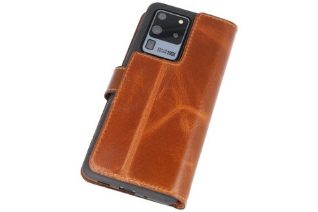 BAOHU Handmade Leer Telefoonhoesje - Wallet Case - Portemonnee Hoesje voor Samsung Galaxy S20 Ultra - Bruin