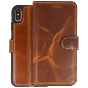 BAOHU BAOHU Handmade Leer Telefoonhoesje - Wallet Case - Portemonnee Hoesje - Geschikt voor iPhone Xs Max - Bruin
