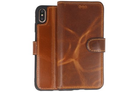 BAOHU BAOHU Handmade Leer Telefoonhoesje - Wallet Case - Portemonnee Hoesje - Geschikt voor iPhone Xs Max - Bruin