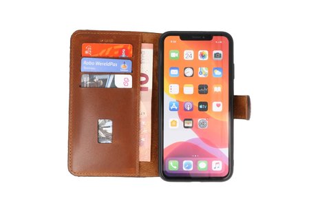 BAOHU BAOHU Handmade Leer Telefoonhoesje - Wallet Case - Portemonnee Hoesje - Geschikt voor iPhone Xs Max - Bruin