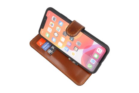 BAOHU BAOHU Handmade Leer Telefoonhoesje - Wallet Case - Portemonnee Hoesje - Geschikt voor iPhone Xs Max - Bruin
