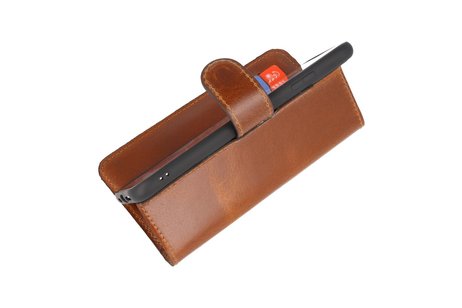 BAOHU BAOHU Handmade Leer Telefoonhoesje - Wallet Case - Portemonnee Hoesje - Geschikt voor iPhone Xs Max - Bruin