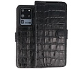 BAOHU BAOHU Krokodil Handmade Leer Telefoonhoesje - Wallet Case - Portemonnee Hoesje - Geschikt voor Samsung Galaxy S20 Ultra - Zwart