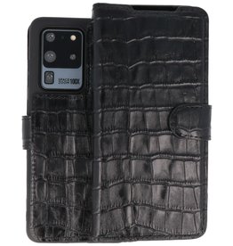 BAOHU BAOHU Krokodil Handmade Leer Telefoonhoesje Samsung Galaxy S20 Ultra Zwart