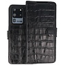 BAOHU BAOHU Krokodil Handmade Leer Telefoonhoesje Samsung Galaxy S20 Ultra Zwart