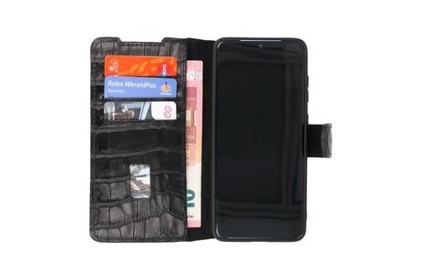 BAOHU BAOHU Krokodil Handmade Leer Telefoonhoesje - Wallet Case - Portemonnee Hoesje - Geschikt voor Samsung Galaxy S20 Ultra - Zwart