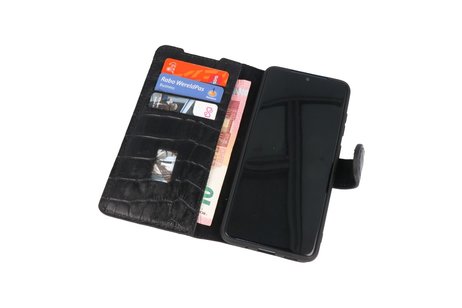 BAOHU BAOHU Krokodil Handmade Leer Telefoonhoesje - Wallet Case - Portemonnee Hoesje - Geschikt voor Samsung Galaxy S20 Ultra - Zwart