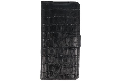 BAOHU Krokodil Handmade Leer Telefoonhoesje - Wallet Case - Portemonnee Hoesje voor Samsung Galaxy S20 Ultra - Zwart