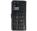 BAOHU BAOHU Krokodil Handmade Leer Telefoonhoesje - Wallet Case - Portemonnee Hoesje - Geschikt voor Samsung Galaxy S20 Ultra - Zwart
