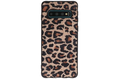 GALATA Luipaard Leer Hoesje Back Cover - Hoesje Geschikt voor Samsung Galaxy S10