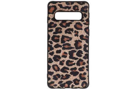 GALATA Luipaard Leer Hoesje Back Cover - Hoesje Geschikt voor Samsung Galaxy S10