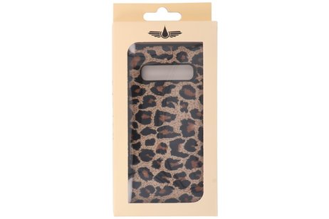 GALATA Luipaard Leer Hoesje Back Cover voor Samsung Galaxy S10