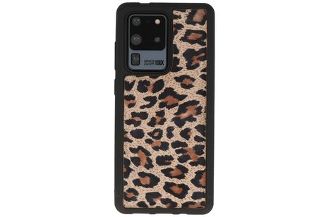 GALATA Luipaard Leer Hoesje Back Cover - Hoesje Geschikt voor Samsung Galaxy S20 Ultra