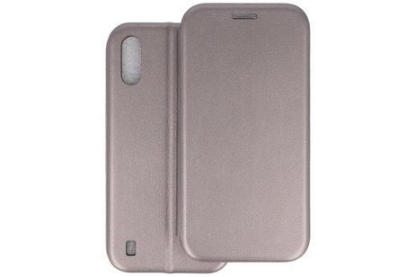 Slim Folio Case - Book Case Telefoonhoesje - Folio Flip Hoesje - Geschikt voor Samsung Galaxy A01 - Grijs