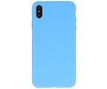 Premium Color Bescherming Telefoonhoesje - Backcover Hoesje - Achterkant Hoesje - Geschikt voor iPhone Xs Max - Licht Blauw