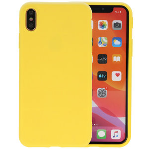 Premium Color Bescherming Telefoonhoesje - Backcover Hoesje - Achterkant Hoesje - Geschikt voor iPhone Xs Max - Geel