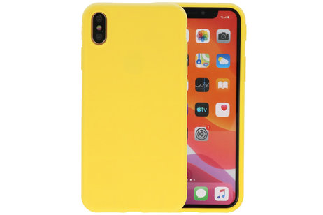 Premium Color Bescherming Telefoonhoesje - Backcover Hoesje - Achterkant Hoesje - Geschikt voor iPhone Xs Max - Geel