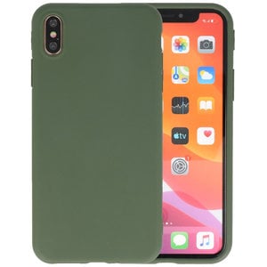 BAOHU Premium Color Bescherming Telefoonhoesje - Backcover Hoesje - Achterkant Hoesje - Geschikt voor iPhone Xs Max - Donker Groen