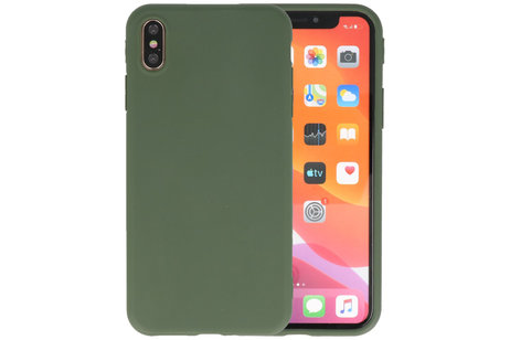 Premium Color Bescherming Telefoonhoesje - Backcover Hoesje - Achterkant Hoesje - Geschikt voor iPhone Xs Max - Donker Groen