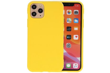 Premium Color Bescherming Telefoonhoesje - Backcover Hoesje - Achterkant Hoesje - Geschikt voor iPhone 11 Pro - Geel