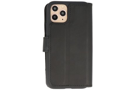 BAOHU Handmade Leer Telefoonhoesje - Wallet Case - Portemonnee Hoesje voor iPhone 11 Pro - Zwart