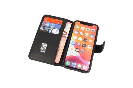 BAOHU Handmade Leer Telefoonhoesje - Wallet Case - Portemonnee Hoesje voor iPhone 11 Pro - Zwart