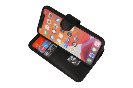 BAOHU Handmade Leer Telefoonhoesje - Wallet Case - Portemonnee Hoesje voor iPhone 11 Pro - Zwart