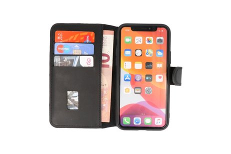 BAOHU Handmade Leer Telefoonhoesje - Wallet Case - Portemonnee Hoesje voor iPhone 11 Pro Max - Zwart