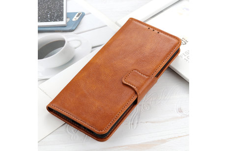 BAOHU Zakelijke Book Case Telefoonhoesje Geschikt voor de Samsung Galaxy A71 - Portemonnee Hoesje - Pasjeshouder Wallet Case - Bruin