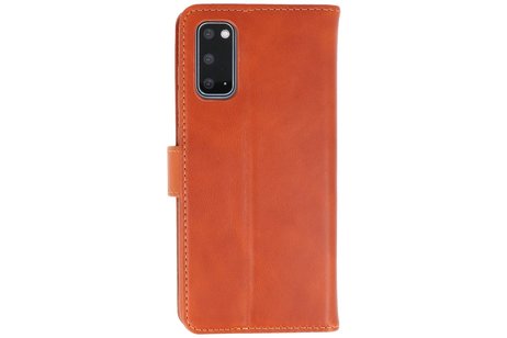 BAOHU Rico Vitello Echt Lederen Booktype Hoesje - Hoesje Geschikt voor Samsung Galaxy S20 - Bruin