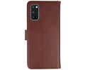 BAOHU Rico Vitello Echt Lederen Booktype Hoesje - Hoesje Geschikt voor Samsung Galaxy S20 - Mocca