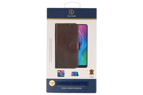 BAOHU Rico Vitello Echt Lederen Booktype Hoesje - Hoesje Geschikt voor Samsung Galaxy S20 - Mocca