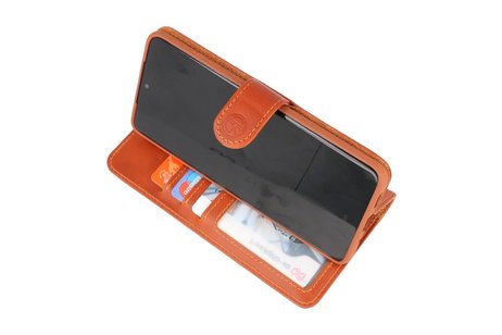 BAOHU Rico Vitello Echt Lederen Booktype Hoesje - Hoesje Geschikt voor Samsung Galaxy S20 Plus - Bruin