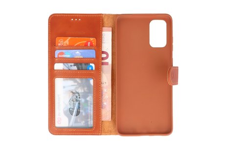 BAOHU Rico Vitello Echt Lederen Booktype Hoesje - Hoesje Geschikt voor Samsung Galaxy S20 Plus - Bruin