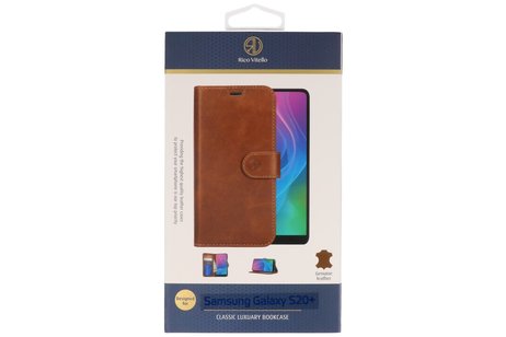 BAOHU Rico Vitello Echt Lederen Booktype Hoesje - Hoesje Geschikt voor Samsung Galaxy S20 Plus - Bruin