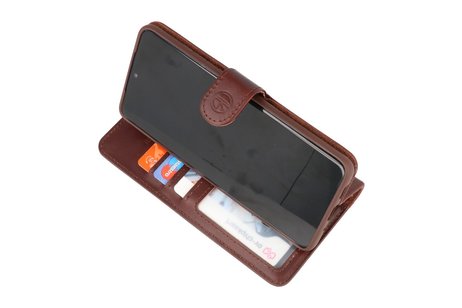 BAOHU Rico Vitello Echt Lederen Booktype Hoesje - Hoesje Geschikt voor Samsung Galaxy S20 Plus - Mocca