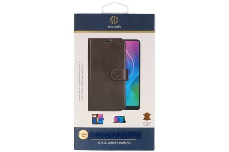 BAOHU Rico Vitello Echt Lederen Booktype Hoesje - Hoesje Geschikt voor Samsung Galaxy S20 Plus - Mocca