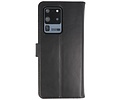 BAOHU Rico Vitello Echt Lederen Booktype Hoesje - Hoesje Geschikt voor Samsung Galaxy S20 Ultra - Zwart